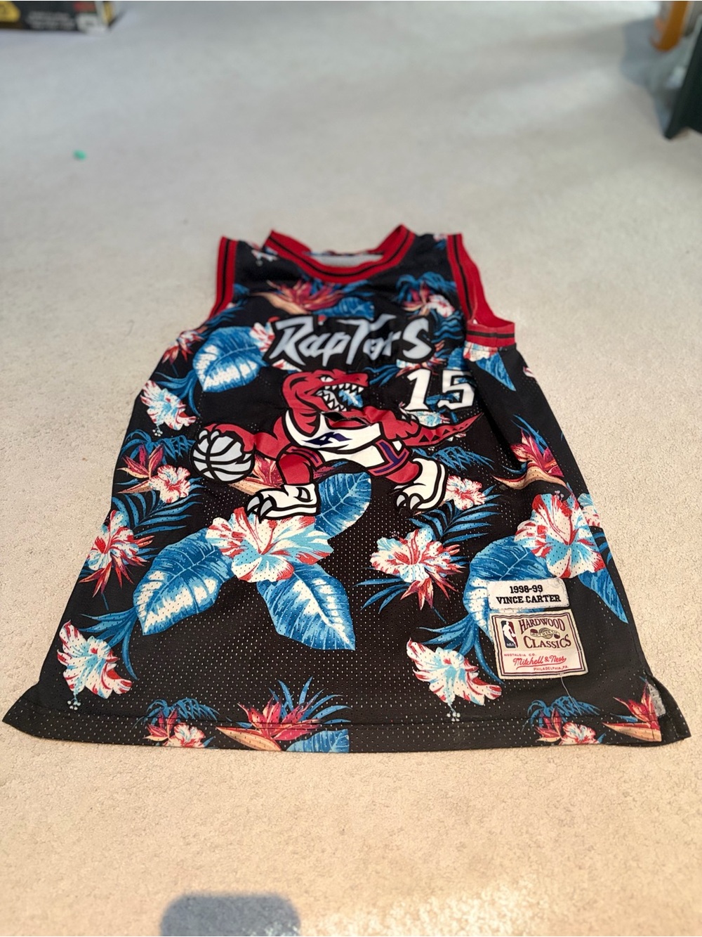 Mitchell & Ness Kids Raptors Floral Jersey - Black, Red & Blue